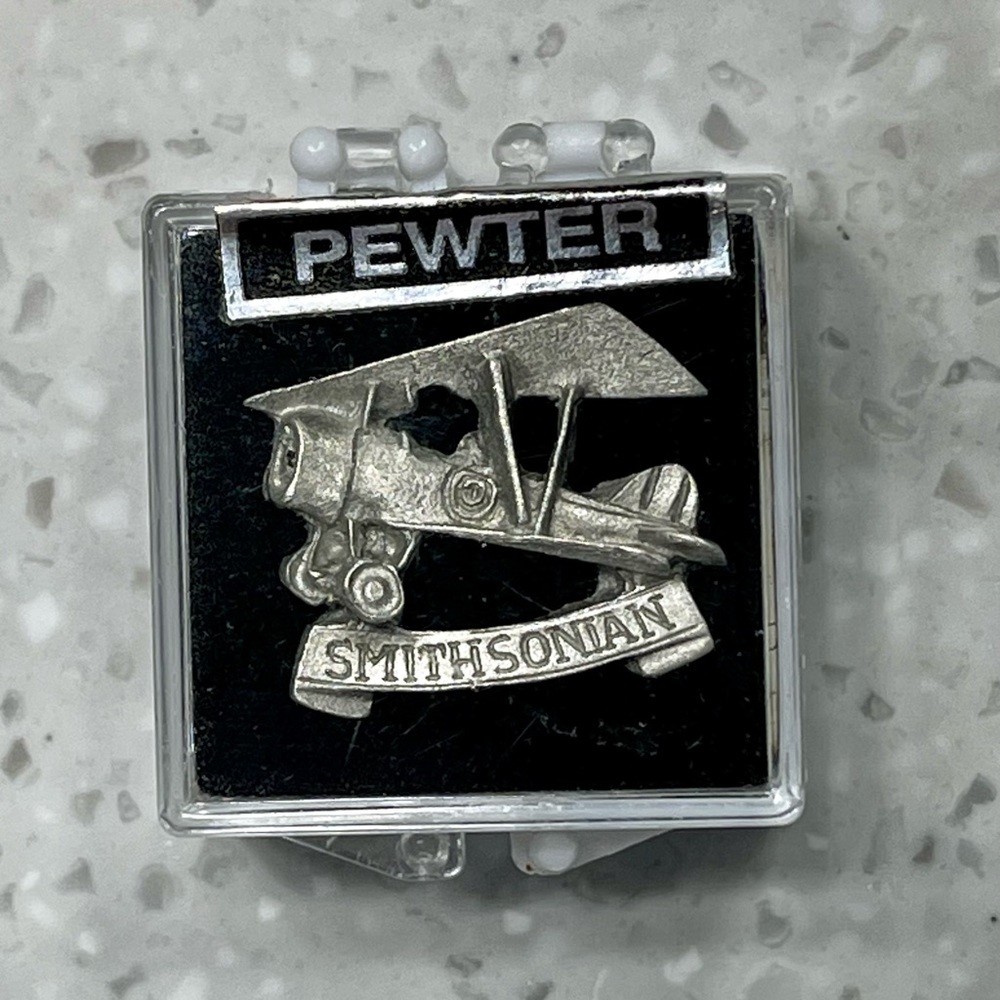 Vintage 80s Smithsonian Pewter Airplane Pin